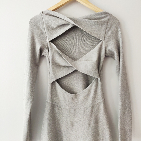 Club Monaco Grey Knit Dress with Twist Back - Picture 3 of 8